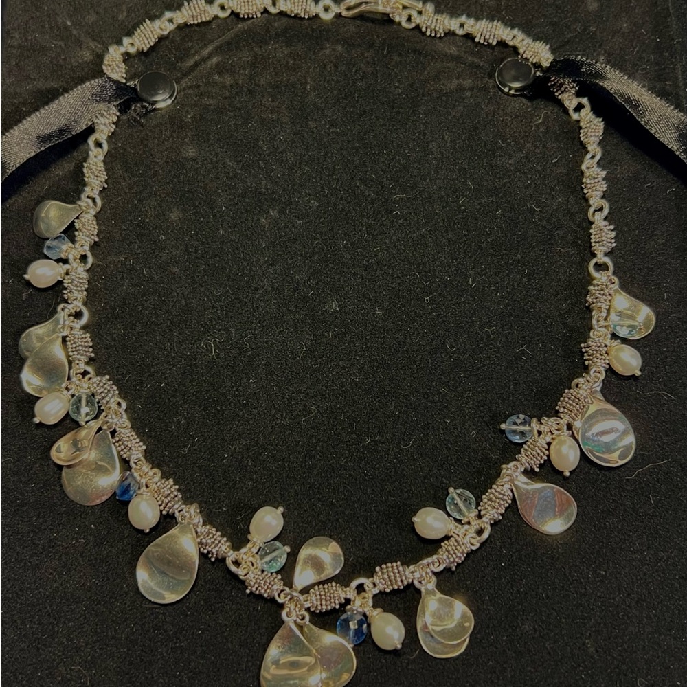 Starry Night by Michael Dawkins, 925 Sterling silver w/pearls & blue topaz. - Picture 15 of 16